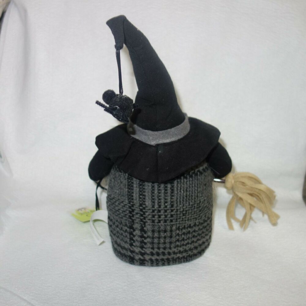 NEW Witch Gnome with Broom And Spider Weighted Shelf Sitting Halloween - Picture 5 of 9